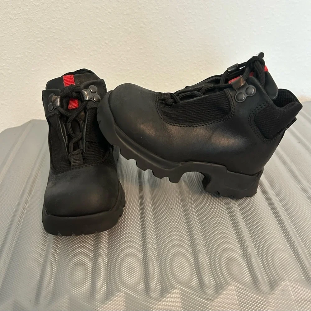 Kids leather black boots Made in Italy lace up winter boots